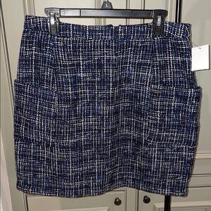 RM Rebecca Minkoff Navy Tweed Pencil Skirt with Pockets NWT Large